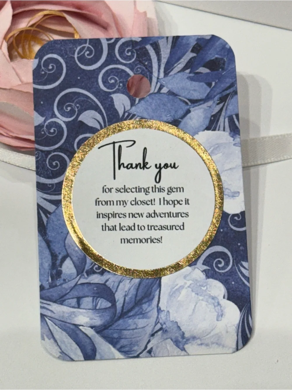 Blue Floral & Polka Dot Gift Tags - Thank You Set